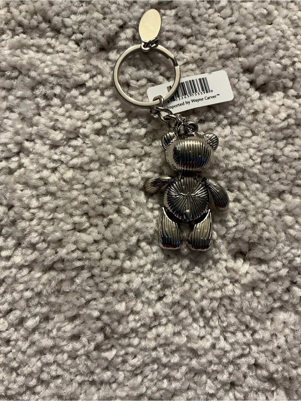 Silver Teddy Bear Keychain with Blue Heart Dial - Picture 4 of 4